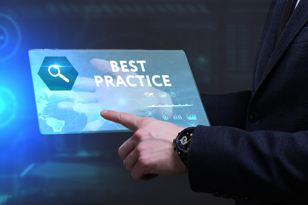 digital marketing best practice image showing a tablet with the words "best practice" on it and a person's finger clicking on an area on the tablet
