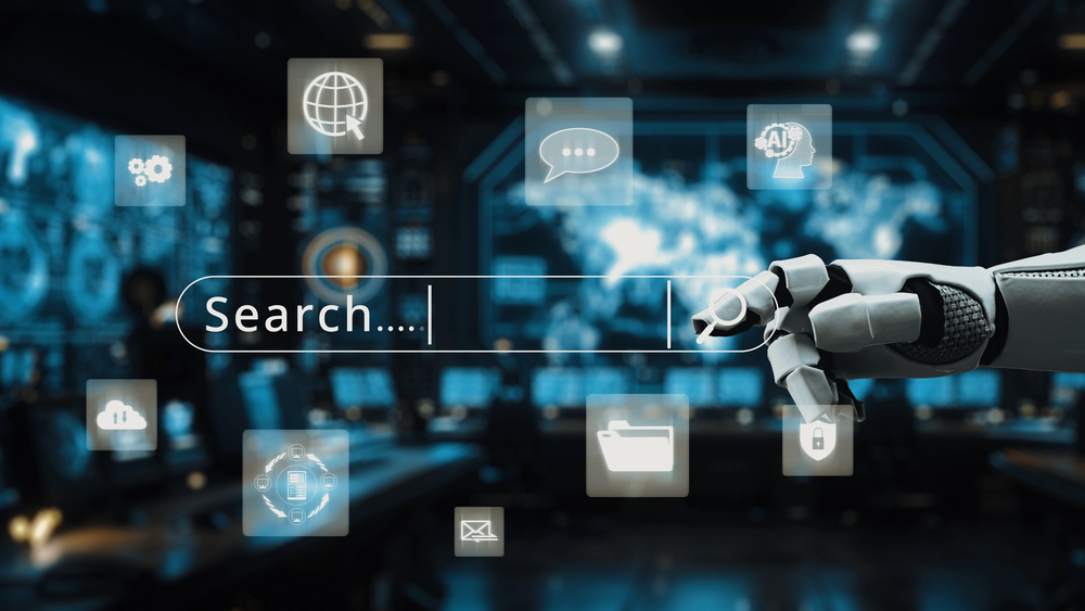 Robot using GEO grading tools to check the AI visibility of content.