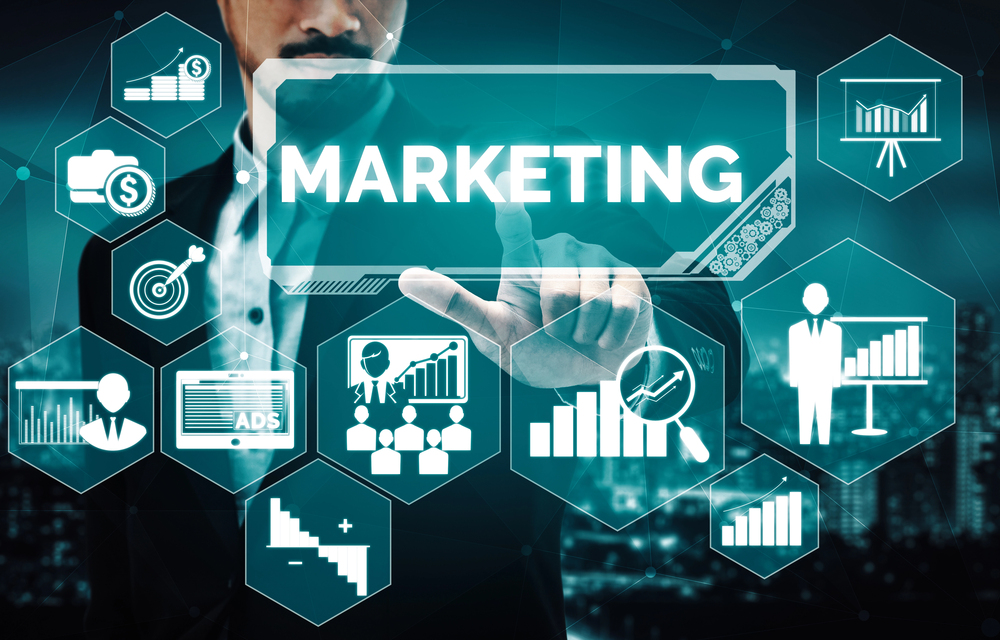 Businessman reviewing a full-funnel marketing strategy.